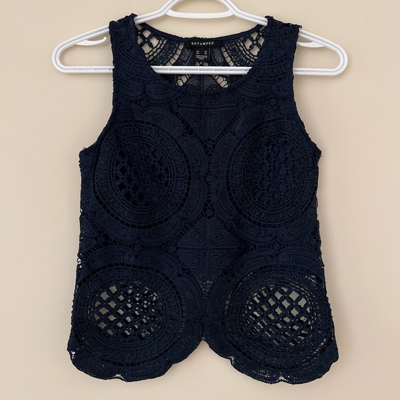 Navy Blue Halter Shirt - Picture 3 of 4